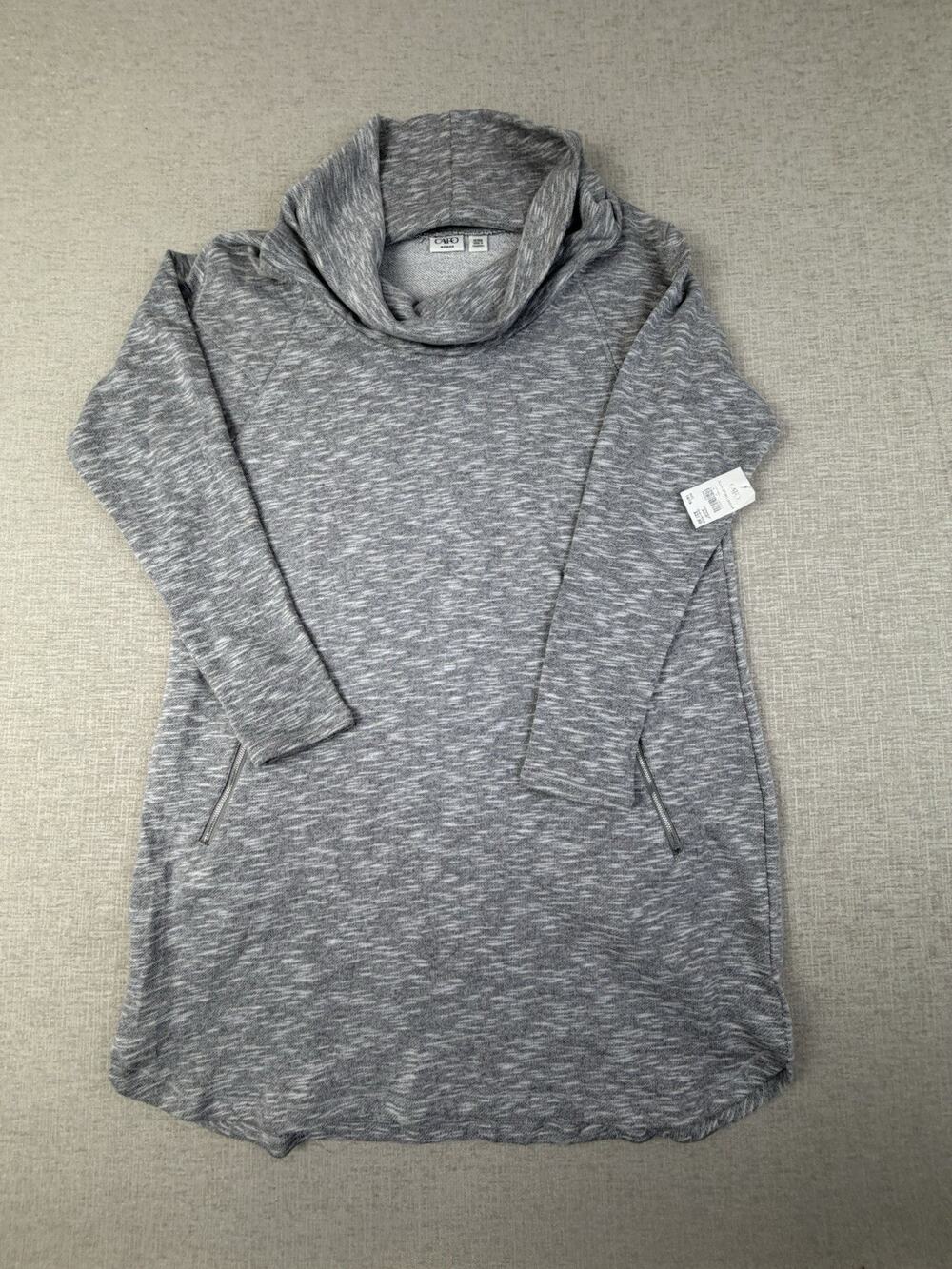NWT Cato Women’s 14/16W Gray Cowl Neck Tunic Sweatshirt Pullover Pockets